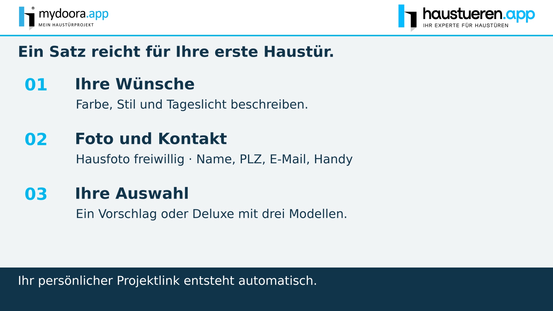 Ein Eingang mit drei unterschiedlichen Haustürmodellen